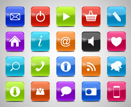 Glass Button Icon Set . Vector Illustration.  のイラスト素材
