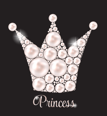 Princess Crown Pearl Background Vector Illustration のイラスト素材