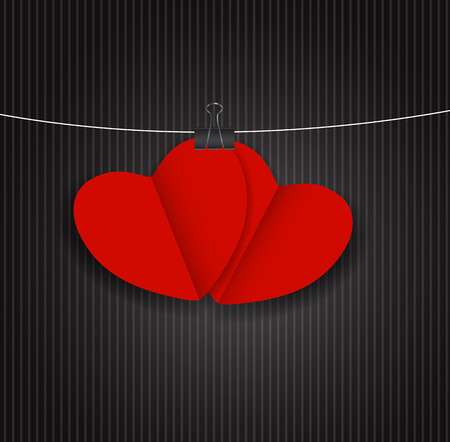Valentines Day Paper Heart Backgroung, Vector Illustrationのイラスト素材