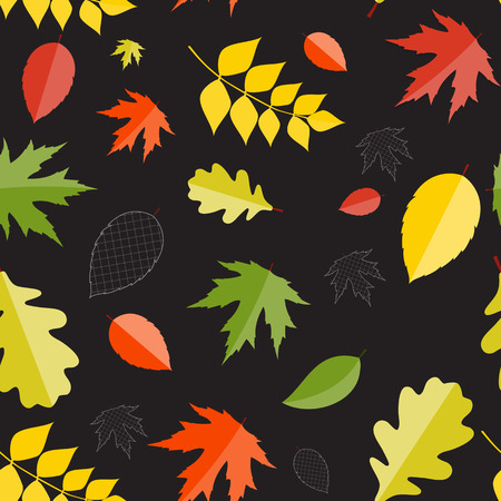 Shiny Autumn Natural Leaves Seamless Pattern Background  Vector のイラスト素材