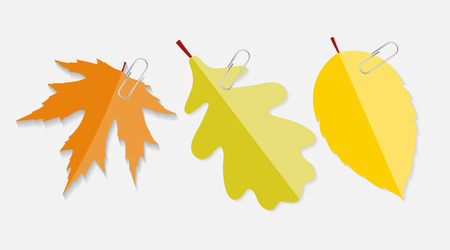 Shiny Autumn Natural Leaves Label with Clip Vector Illustration. EPS10のイラスト素材