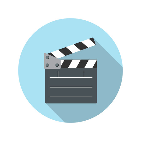 Flat Design Concept Cinema Slate Board Icon のイラスト素材