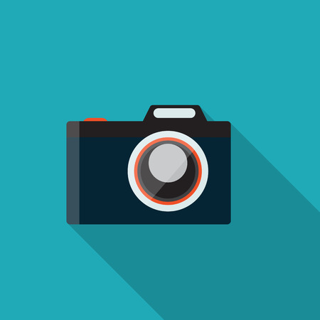Flat Design Concept Camera Vector Illustration With Long Shadow.のイラスト素材