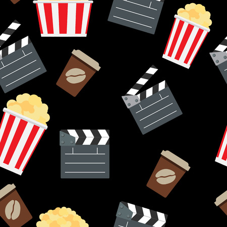 Cinema Seamless Pattern Background Vector Illustrationのイラスト素材