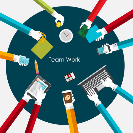 Team Work Flat Concept Vector Illustrationのイラスト素材