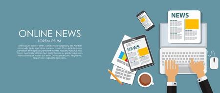 Online News Vector illustration. Flat computing background.のイラスト素材