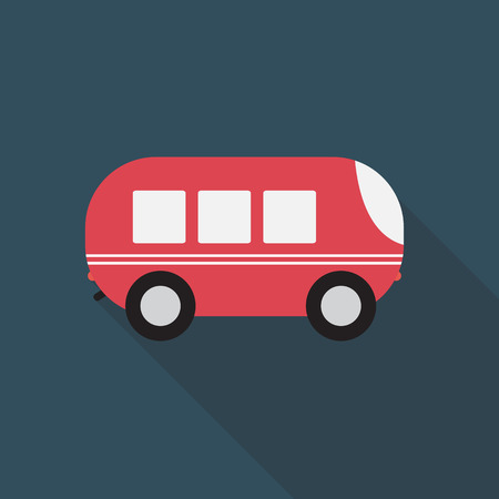 Bus Flat Icon with Long Shadow, Vector Illustrationのイラスト素材