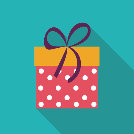 Gift Box Flat Icon with Long Shadow, Vector Illustrationのイラスト素材