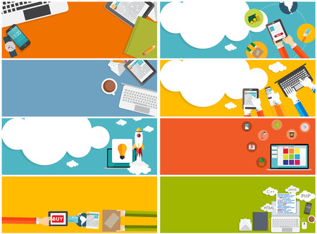 Modern Flat Design Banner Set for your Business Vector Illustratのイラスト素材