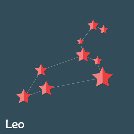 Leo Zodiac Sign of the Beautiful Bright Stars Vector Illustratioのイラスト素材