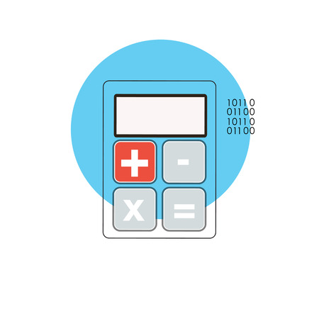 Line Icon with Flat Graphics Element of Calculator Vector Illustのイラスト素材