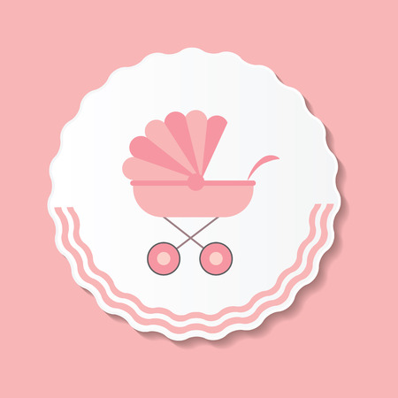 Vector Illustration of Pink Baby Carriage for Newborn Girlのイラスト素材