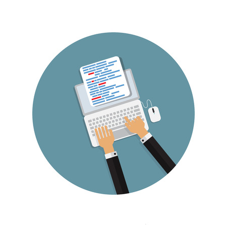 Programming Coding Concept Flat Background Vector Illustrationのイラスト素材