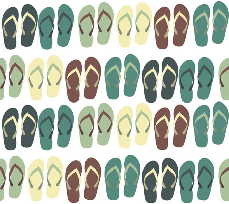 Beach Seamless Background with Flip Flops Vector Illustrationのイラスト素材
