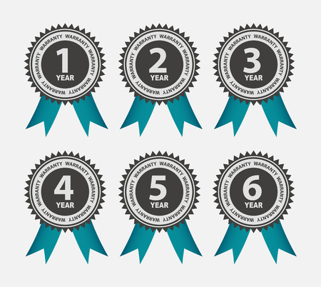 Vector Warranty  Retro Label Set with Blue Ribbonのイラスト素材