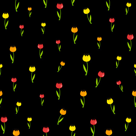 Floral Seamless Pattern Background with Tulips のイラスト素材