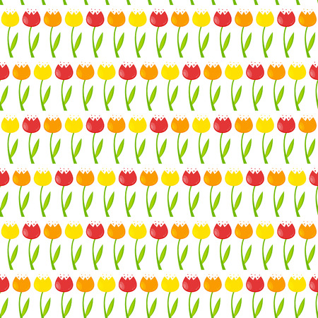 Floral Seamless Pattern Background with Tulips のイラスト素材