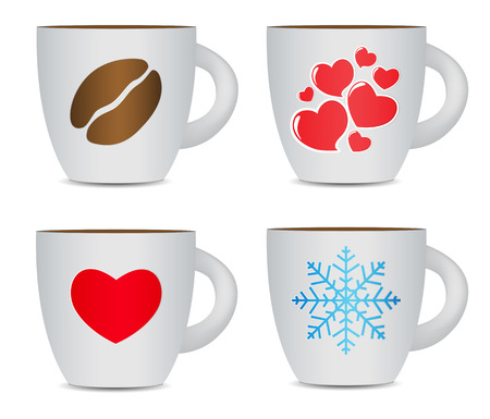 Coffee Cup Set Isolated on White Background. Photo-Realistic Vector.  のイラスト素材