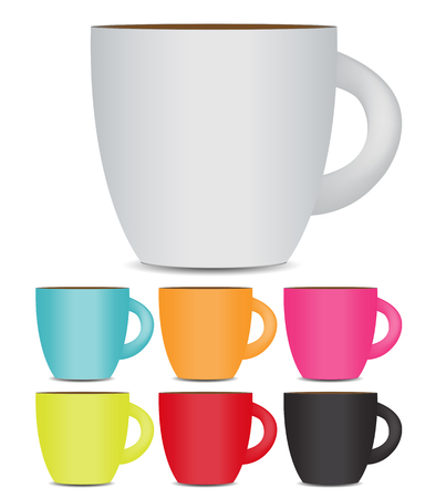 Coffee Cup Set Isolated on White Background. Photo-Realistic Vector.  のイラスト素材