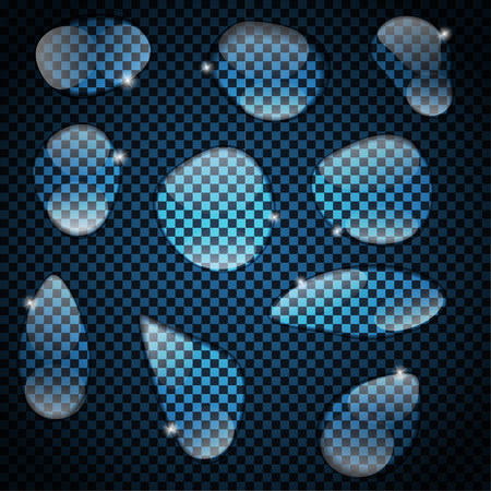Realistic Water Drops Set On Transparent Background Vector Illustration  のイラスト素材