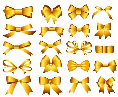 Gold Ribbon and Bow Set for Design.のイラスト素材