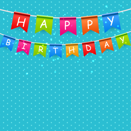 Happy Birthday Party Background with Flags Vector Illustration. EPS10のイラスト素材