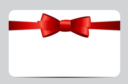 Gift Card Set with Red Ribbon and Bow. Vector illustration EPS10のイラスト素材