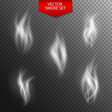 Naturalistic Smoke on Dark Transparent Background. Vector Illustration. EPS10のイラスト素材