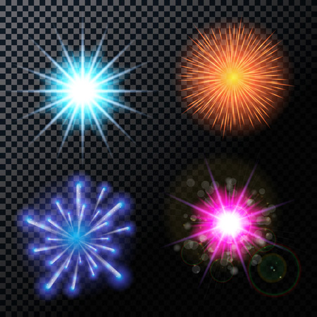 Vector Illustration of Fireworks, Salute on a Transparent Background EPS10のイラスト素材