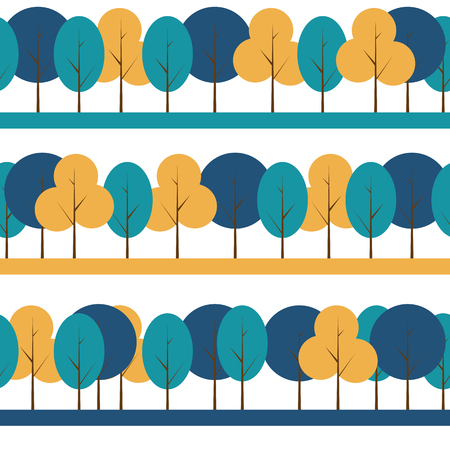 Different Trees Natural Seamless Pattern Background Vector Illustrationのイラスト素材
