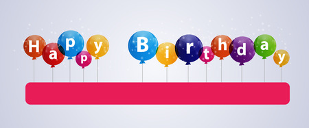 Happy Birthday Color Glossy Balloons Background Vector Illustration EPS10のイラスト素材