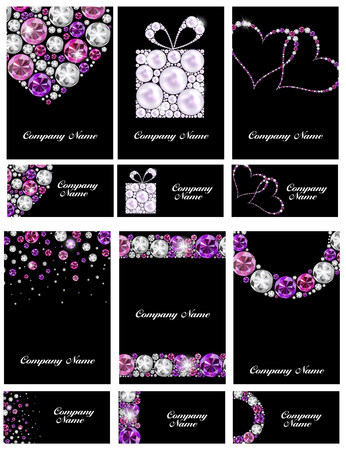 Abstract Luxury Black Diamond Business Card Set Templates Vector Illustrationのイラスト素材