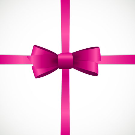 Gift Card with Pink Ribbon and Bow. Vector illustration EPS10のイラスト素材