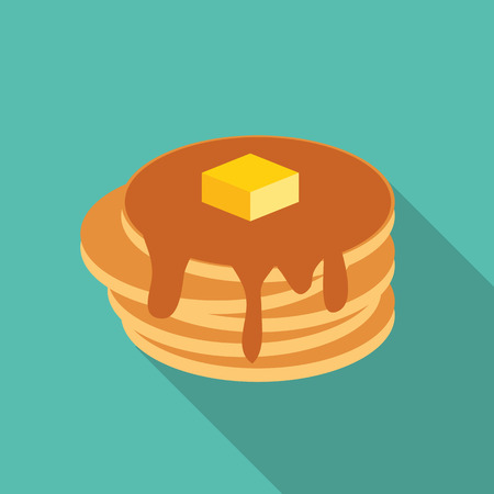Breakfast Sweet Pancake Icon in Modern Flat Style Vector Illustrationのイラスト素材
