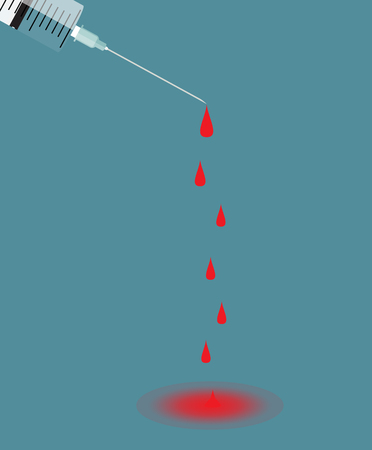 A syringe with needle on blue background - shot.のイラスト素材