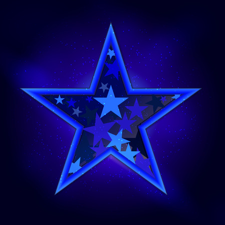 Silhouette of Beautiful Star on Sky Background.のイラスト素材