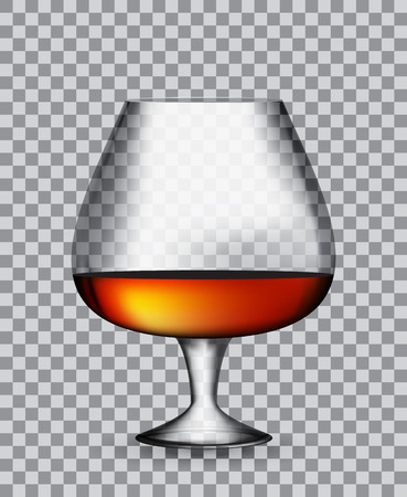 Glass Collector 50 year-old French Cognac on Transparent Background. Vector Illustration. EPS10のイラスト素材