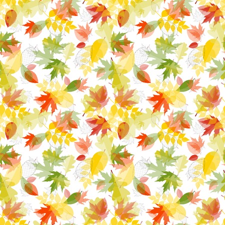 Shiny Autumn Natural Leaves Seamless Pattern Background. Vector Illustrationのイラスト素材
