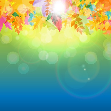 Shiny Autumn Natural Leaves Background. Vector Illustration EPS10のイラスト素材