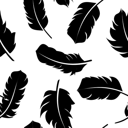 Bird Feather Hand Drawn Seamless Pattern Background Vector Illustration.のイラスト素材