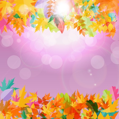 Shiny Autumn Natural Leaves Background.のイラスト素材