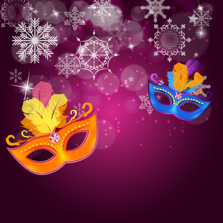 Abstract Beauty Merry Christmas and New Year Party Background with Masquerade Carnival Mask.のイラスト素材