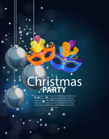 Abstract Beauty Merry Christmas and New Year Party Background with Masquerade Carnival Mask.のイラスト素材