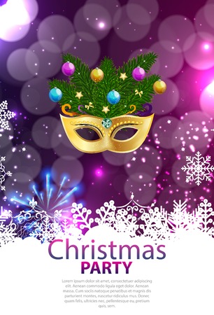 Abstract Beauty Merry Christmas and New Year Party Background with Masquerade Carnival Mask.のイラスト素材