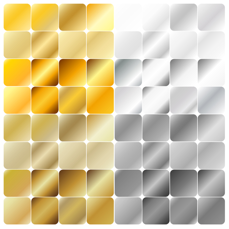 Golden and Silver Gradient Pattern Template Collection Set Vector Illustration.のイラスト素材