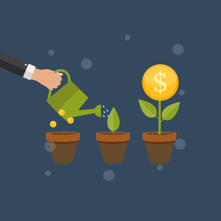 Money Tree, Financial Growth Flat Conceptのイラスト素材