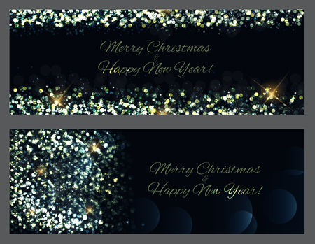 Gold sparkles Banners. Abstract Beauty Merry Christmas and New Year Backgroundのイラスト素材