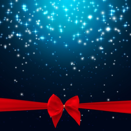 Star Shiny Sky with Ribbon and Bowのイラスト素材