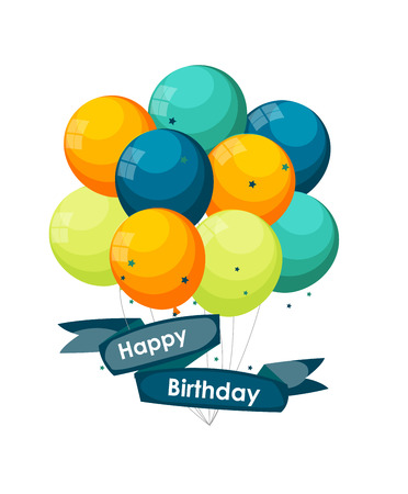 Color Glossy Happy Birthday Balloonsのイラスト素材