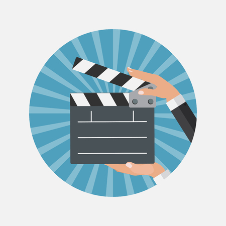 Abstract Cinema Clapper Flat Symbol Icon.のイラスト素材